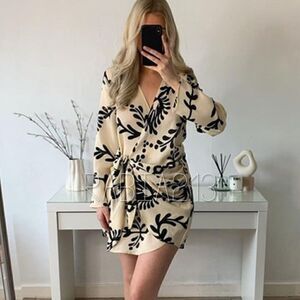 ZARA SATIN EFFECT PRINT DRESS